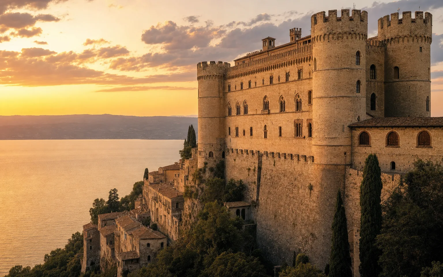 Immagine editoriale evocativa del castello rinascimentale sul lago di Bracciano