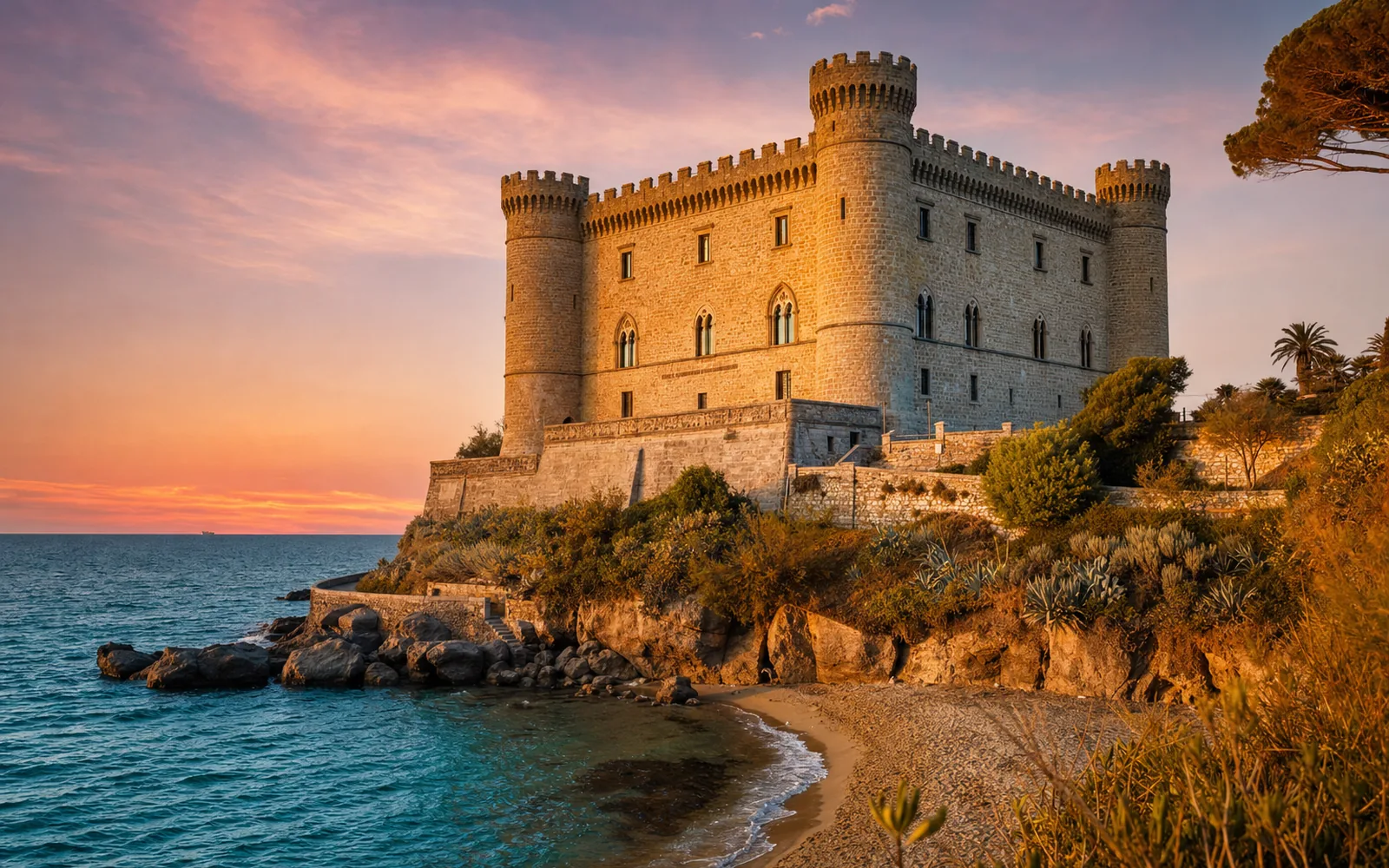 Immagine editoriale evocativa del castello affacciato sul mare di Santa Marinella