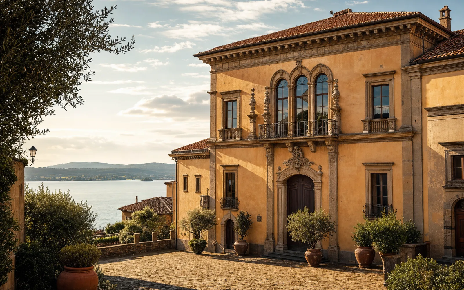 Immagine editoriale evocativa del palazzo cinquecentesco affacciato sul lago di Bolsena