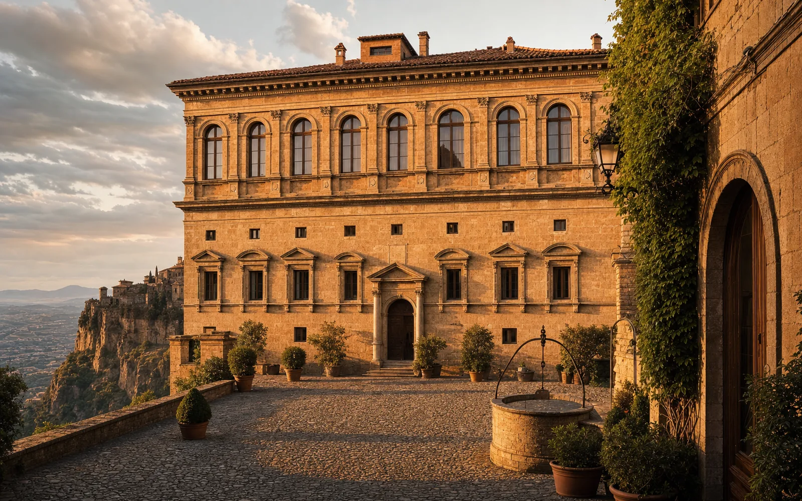 Immagine editoriale evocativa del palazzo storico nel centro di Orvieto