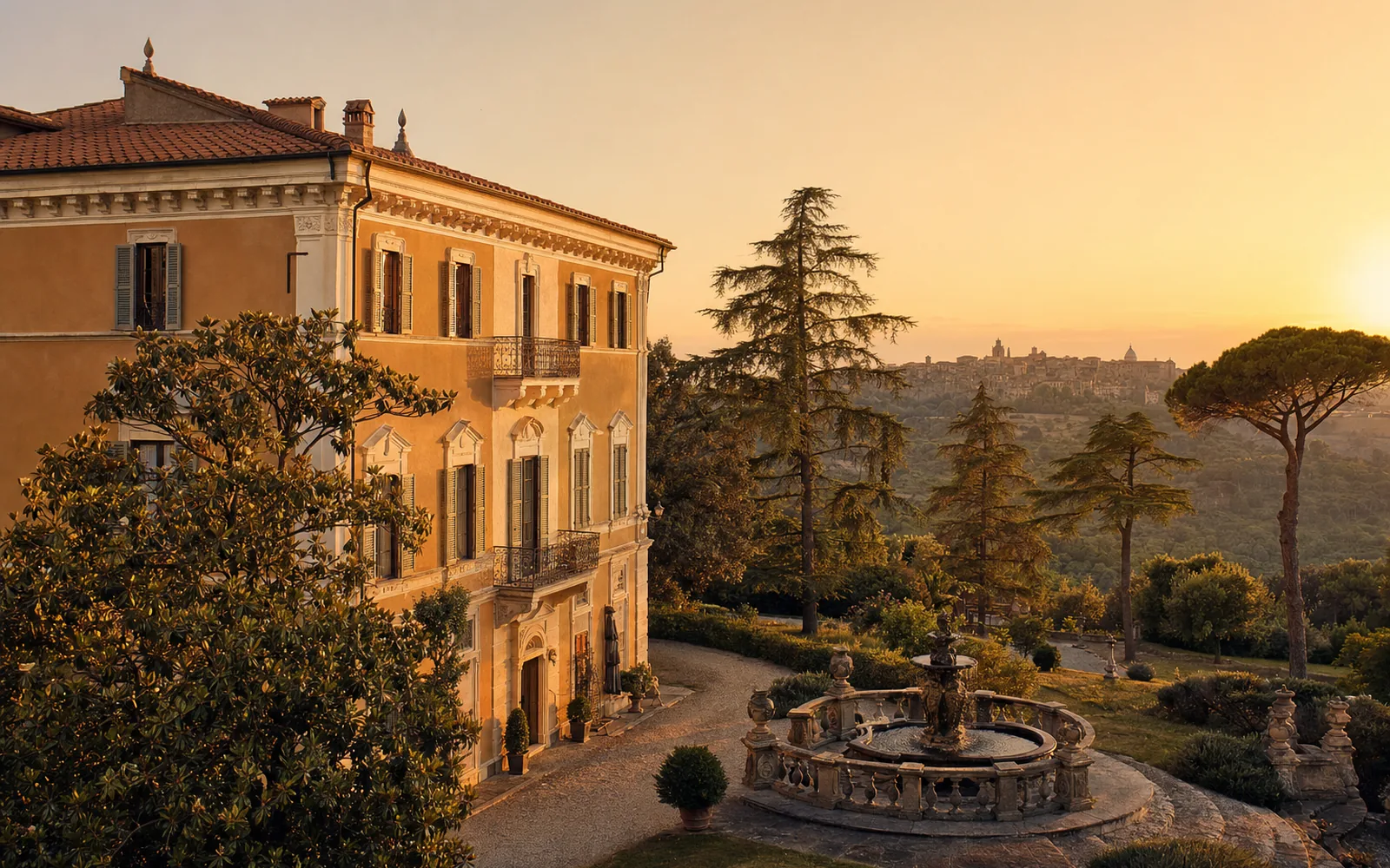 Immagine editoriale evocativa della villa cinquecentesca di charme alle porte di Viterbo