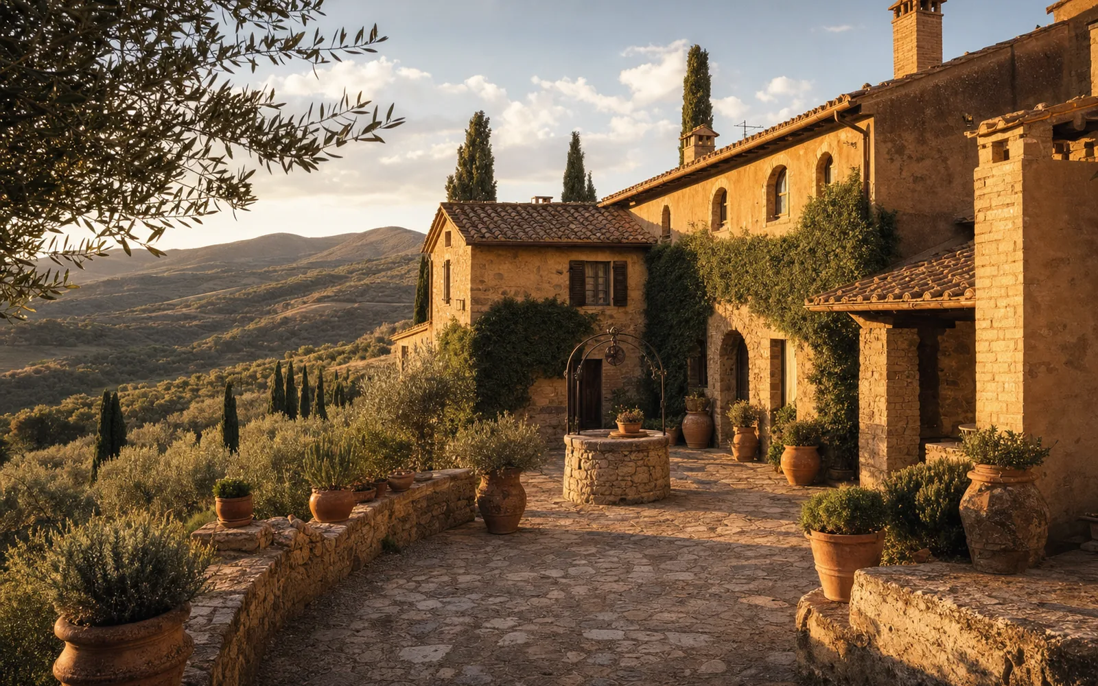 Immagine editoriale evocativa del casale storico a Magliano in Toscana