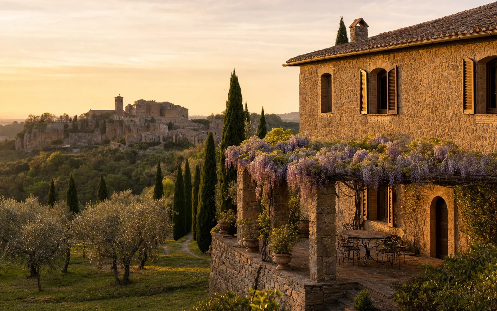 Immagine editoriale evocativa del casale storico a Sorano